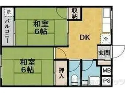 千里七尾マンション(2K/4階)の間取り写真