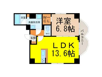 CANON OOSU(1LDK/9階)の間取り写真