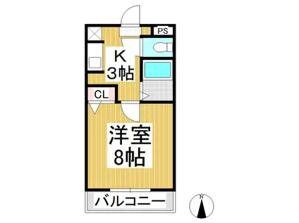 ベルクラント高田(1K/3階)の間取り写真