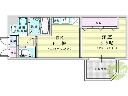 ICUBE新大阪東(1DK/6階)の間取り写真