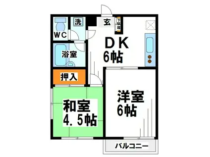 武蔵ハイツI(2DK/1階)の間取り写真