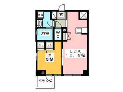 パークサイド錦糸町レジデンス(1LDK/2階)の間取り写真