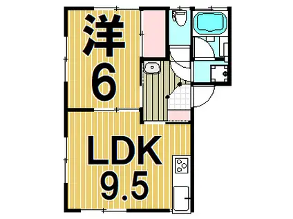 第二コーポ八木(1LDK/1階)の間取り写真