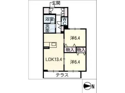 APARTMENT煉(2LDK/1階)の間取り写真