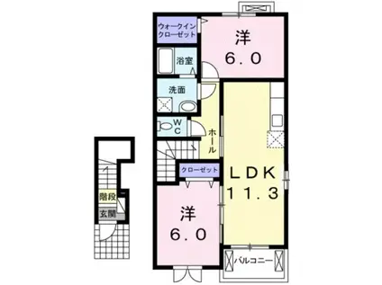 ソレイユⅡ番館(2LDK/2階)の間取り写真