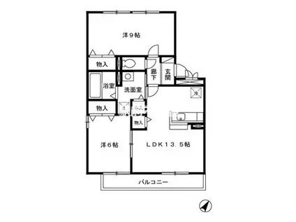 リビングタウン弥生が丘F(2LDK/3階)の間取り写真