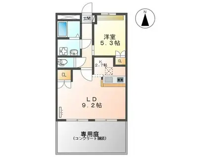 ファインコート北野I(1LDK/1階)の間取り写真