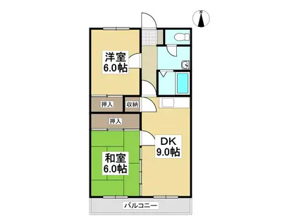 ニュー大手ハイツ(2DK/2階)の間取り写真