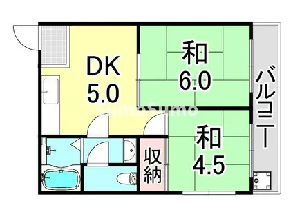 寿ハイツ(2DK/2階)の間取り写真
