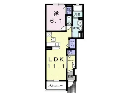 ファミーユ コトー(1LDK/1階)の間取り写真