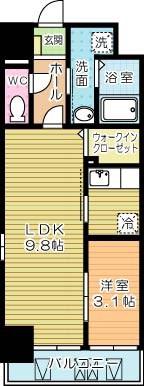 クルーズ・グラン・アリビオ(1LDK/6階)の間取り写真