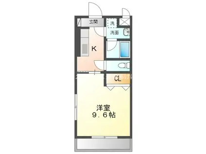 グリシーヌ(1K/1階)の間取り写真