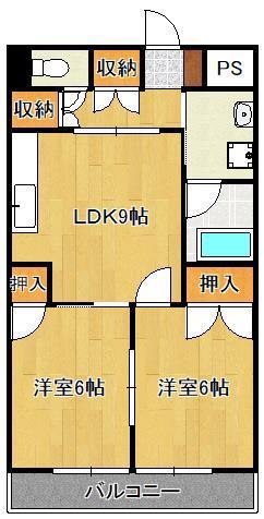 マンションつつみ(2DK/3階)の間取り写真