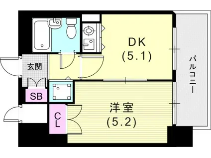 朝日プラザ兵庫大開通(1DK/9階)の間取り写真