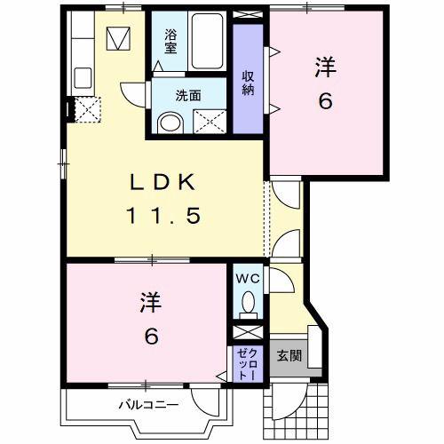 サンセールI(2LDK/1階)の間取り写真