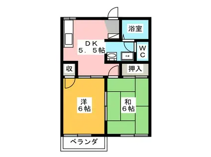 フレグランス池田B(2DK/2階)の間取り写真
