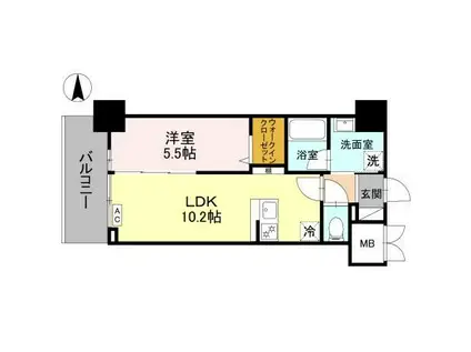 ストーリア茨木(1LDK/10階)の間取り写真