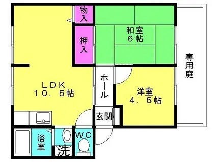 カサベルデ中澤B棟(2LDK/2階)の間取り写真