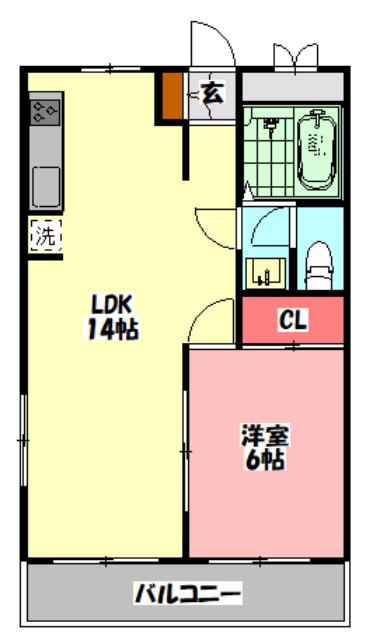 三幸ハイツ(1LDK/1階)の間取り写真