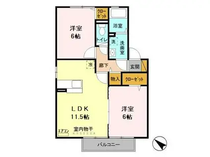 ソフィアガーデン アイビー(2LDK/2階)の間取り写真