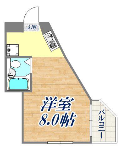 クリフサイド西岡本(ワンルーム/2階)の間取り写真