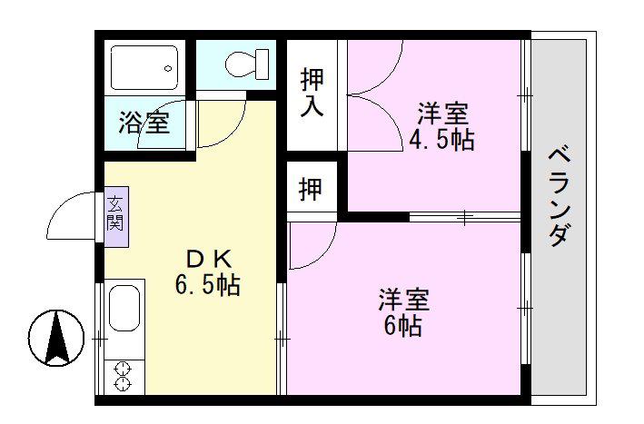 コーポラス美山A(2DK/1階)の間取り写真