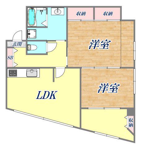 宝塚ビル(2LDK/7階)の間取り写真
