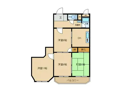 新大阪末広第一ハイツ(4DK/2階)の間取り写真