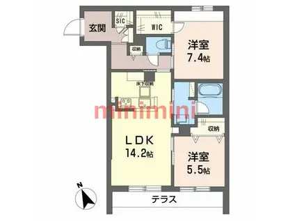 SHA MAISON GRANDE(2LDK/1階)の間取り写真