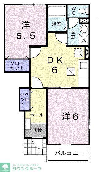 プラムフィールドC(2DK/1階)の間取り写真