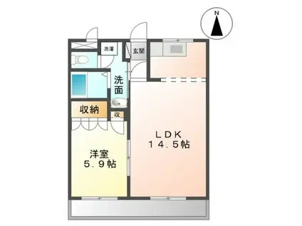 ボナールヴィラ(1LDK/1階)の間取り写真