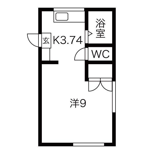 トミセンシャ(1K/2階)の間取り写真