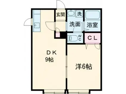 エクセレントハウスII(1DK/1階)の間取り写真