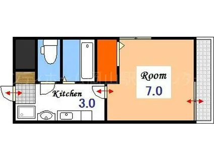 サンサリーレ(1K/1階)の間取り写真