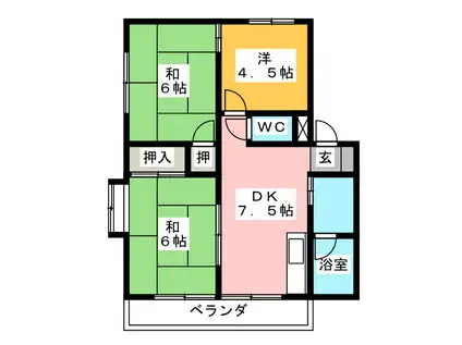 シティパレス稲里B(3DK/3階)の間取り写真