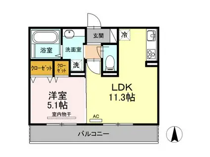 サンク・エトワール(1LDK/2階)の間取り写真