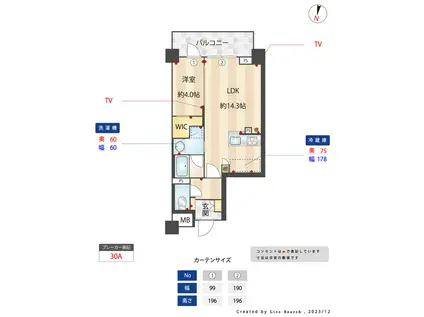 バウスステージ大濠(1LDK/8階)の間取り写真