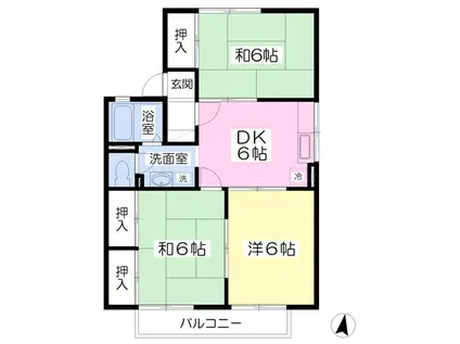 セジュールフジマツB棟(3DK/2階)の間取り写真