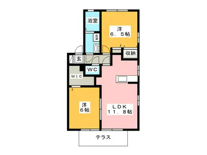 ファミールMーB(2LDK/1階)の間取り写真