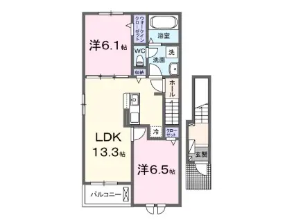 ル・レーヴI(2LDK/2階)の間取り写真