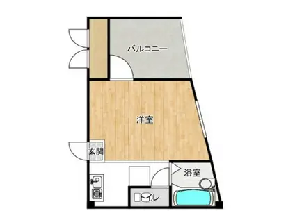 ルームK(ワンルーム/2階)の間取り写真