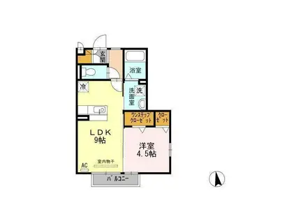 レセンテNS(1LDK/1階)の間取り写真