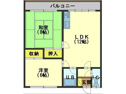 ラ・ネージュラパン(2LDK/3階)の間取り写真