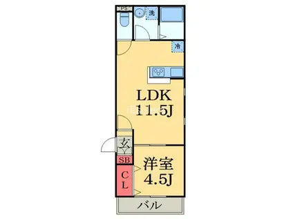 マスターグレイス(1LDK/1階)の間取り写真