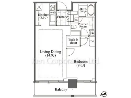 芝浦アイランド ブルームタワー(1LDK/42階)の間取り写真