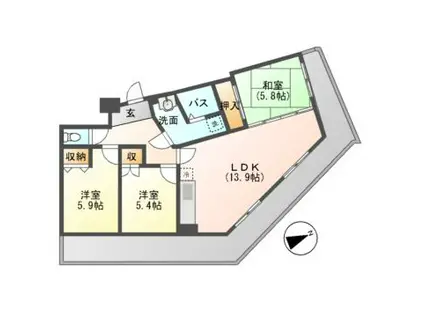 シティ・ライフ グランヴィーネ星ヶ丘 A(3LDK/4階)の間取り写真