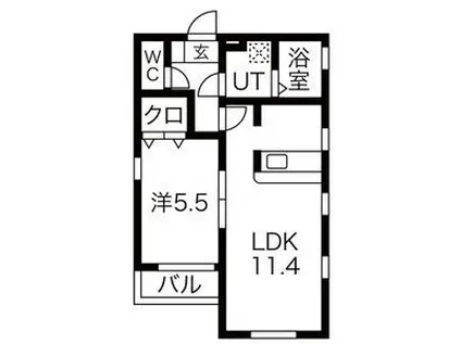 LUXE.STYLE辻町イースト(1LDK/3階)の間取り写真