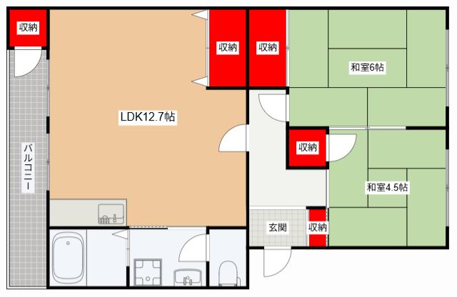ローレルハイツ三木2号棟(2LDK/4階)の間取り写真