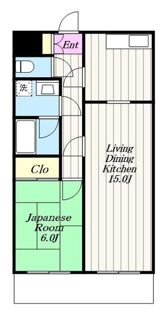 リエス愛甲石田(1LDK/2階)の間取り写真