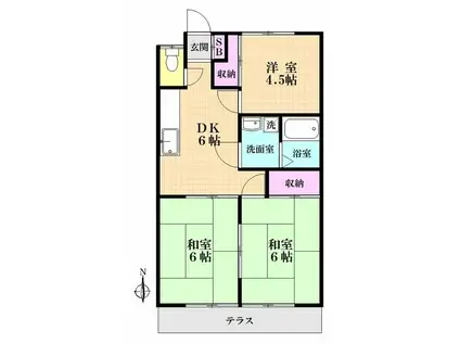 ハイムベスタ(3DK/1階)の間取り写真